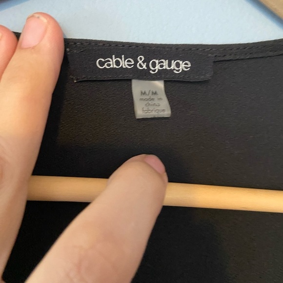 Cable and Gauge Elegant Black Wrap Top with Button Detail. Size medium. - Picture 3 of 5